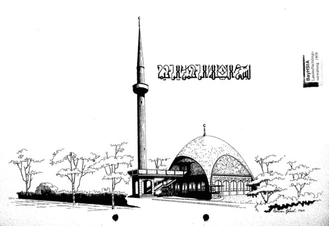 Meczet w Monachium (szkic z Archiwum Landu Bawarskiego)