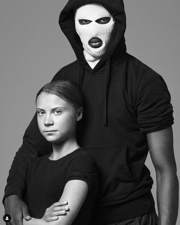 Cuz i Greta Thunberg w reklamie szczepionek. Zdjęcie miało nagłośnić kampanię poprzez kontrowersją (zdj. Instagram Cuz)