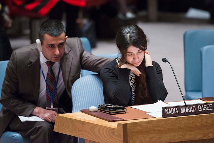 Nadia Murad, ofiara dżihadystów, w RB ONZ (zdj. UN Photo)