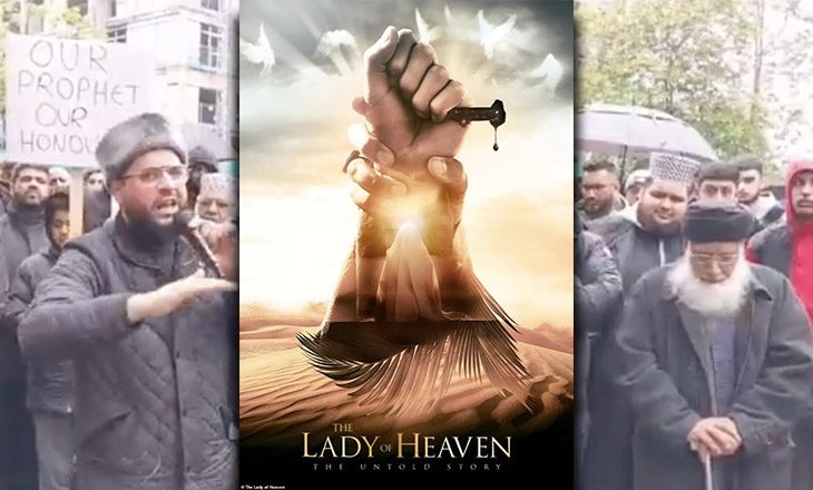 "Lady of Heaven" plakat filmu i protesty (zdj. klatka z filmu na Twitter) film o islamie