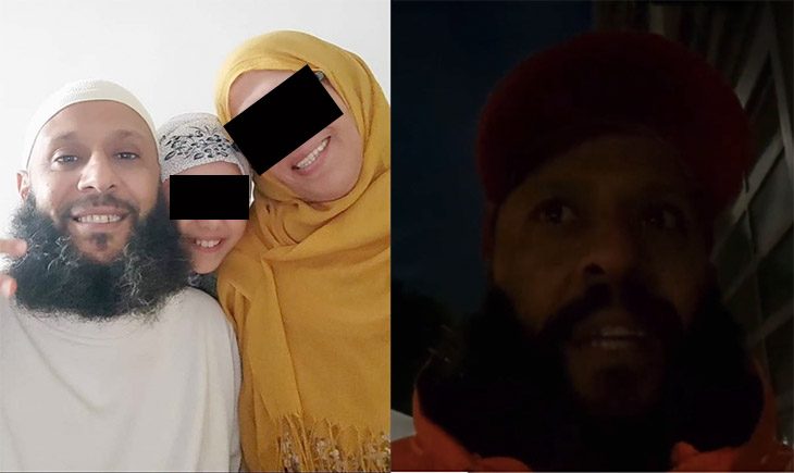 Abdeslam L. po lewej szczęśliwy z rodziną, po prawej w noc ataku (zdj. Twitter)